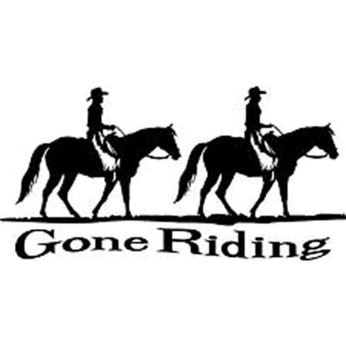 16.1CM*8.2CM Gone Horse Ridding Cowboy Cowgirl Car Sticker And Decals Motorcycle Car Styling Accessories Black/Sliver C8-0141