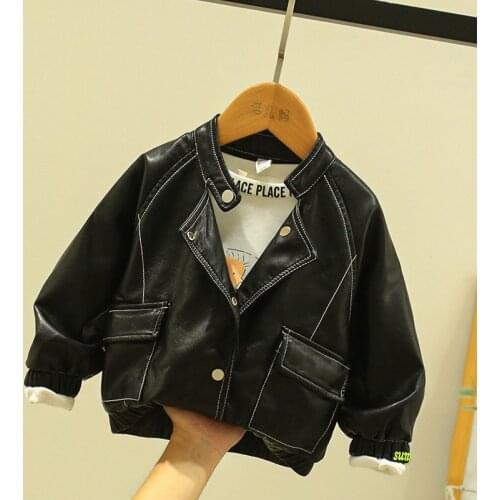 2020 Baby Girl Boy Spring Autumn Winter PU Coat Jacket Kids Fashion Leather Jackets Children Coats Overwear Clothes 2-10y