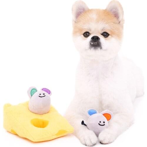 Ins Hot Sales Korea Cheese Mouse Dog Toys Squeaking Lovely Cotton Pet Dog Toys Puppy Cat Chew Plush Toy Chew Play Pet Product