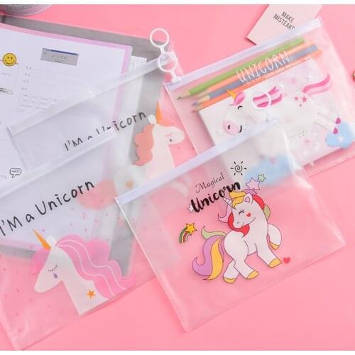 Cute Unicorn Pencil Cases Document Bag Kawaii Pink Panther Pencil Box Pen Case For Girls Korean Stationery School Supplies
