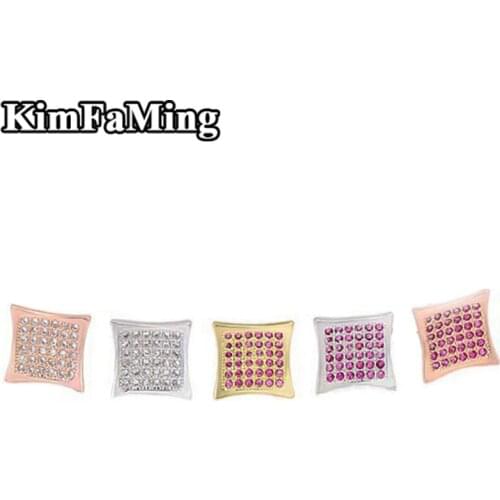 Fashion Square Stud Earrings for Women/Men Cubic Zirconia Jewelry Party Casual SE006 KimFaMing