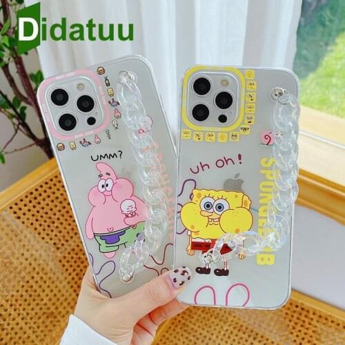 Cartoon Transparent Bracelet Phone Case For iphone 12 Mini 11 Pro Max X XR XS Max XR 7 8 Plus Soft TPU Cartoon Cover for iphone