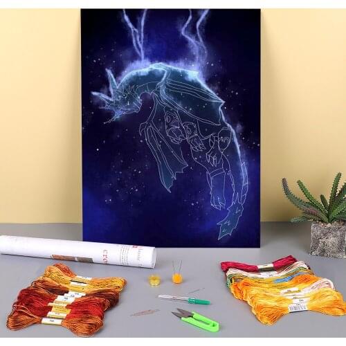 World Of Warcraft Printed 11CT Cross Stitch DIY Embroidery Kit DMC Threads Sewing Handmade Needlework Painting Decor