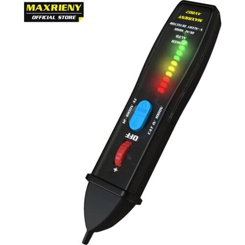 MAXRIENY AVD07 Voltage Detector Indicator Non-Contact Live Test Pen Tester Socket Wall AC Power Outlet 12~1000V match Multimeter