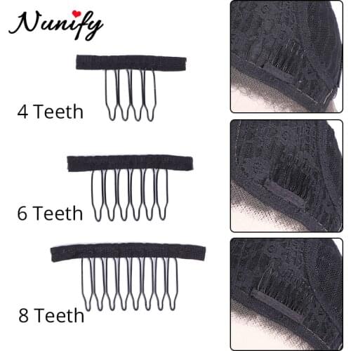 Nunify Black Clips For Hair Extensions Stainless Steel Wig Accessories Hair Wig Cap Combs For Extensions With Lace For Wig Cap