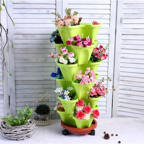 Dimensional Flower Pot Stackable Plant Pots Cachepot for flowers Decorative Flowerpot Plant Strawberry Vertical Garden Indoor