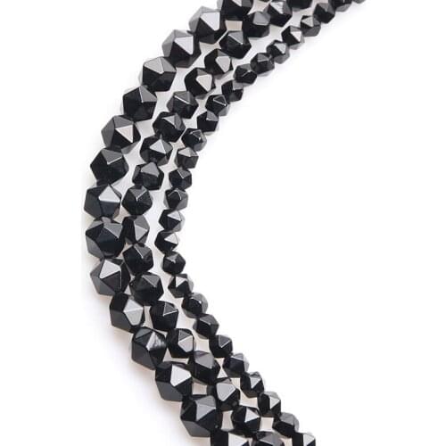 Wholesale Natural agates Loose Round Faceted Stone Beads Black Onyx For Jewelry Making Bracelet 6/8/10mm Pick