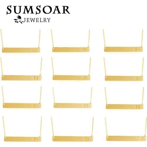 1pcs sale High Quality Engraved Letter Bar Necklace Personalization Initial Pendant Necklace for Women Gift