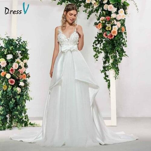 Dressv ivory appliques elegant scoop neck beading sleeveless wedding dress floor length simple bridal gowns wedding dresses