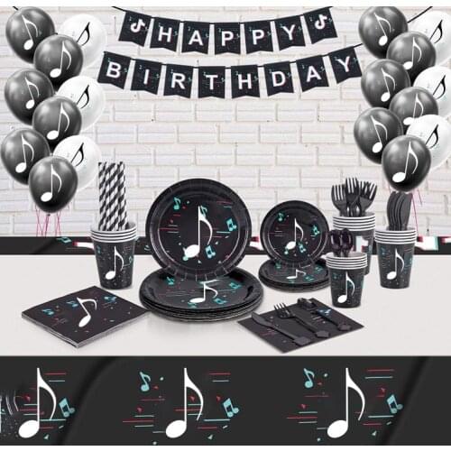 Party Supplies TIK Theme Birthday Printing Banner Balloon Cake Topper Music Sign Flags Toppers Party Supplies Decor