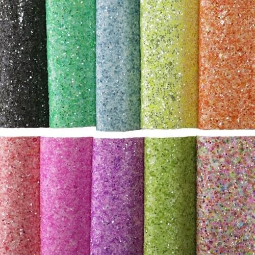 A4 sheet 8"x11.8" Chunky Glitter Fabric Leather Faux Vinyl PU leather Fabric for bows shoes home decoration DIY 1pieces F0364
