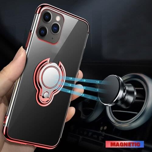 Shockproof Phone Case for IPhone 11 Pro Xs Max Xr X 7 8 Plus 6 6s SE 2020 12 Mini Slim Adjustable Ring Holder Clear Soft Cover