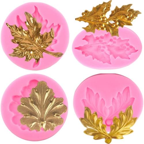 Baroque Relief Silicone Mold Leaf Cupcake Topper Fondant Party Cake Decorating Tools Chocolate Gumpaste Molds Candy Resin Moulds