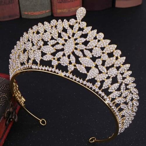 Luxury Sparkling Crystal Bridal Hair Accessories Crown Tiaras Big Diadem Crowns Girls Wedding Party Sliver Design BH