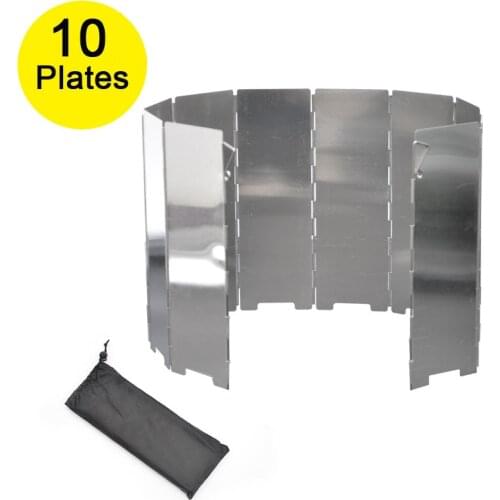 Outdoor Gas Stove Wind Shield Foldable Camping Cooking Burner Windproof Screen Aluminium Alloy Picnic Stove Windshield 10 Plates
