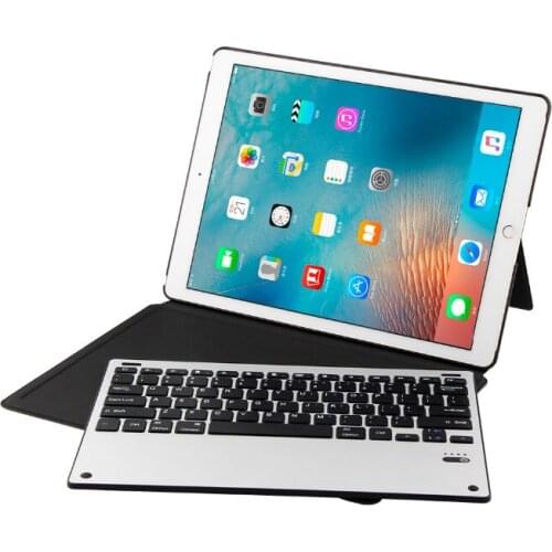 Ultra Thin Detachable Metal Wireless Bluetooth Keyboard Dock Case Stand Leather Smart Cover For Apple iPad Pro 12.9" 2017 / 2015