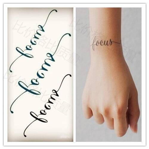 Waterproof Temporary Tattoo Sticker "focus" English letter tatto stickers flash tatoo fake tattoos for girl women