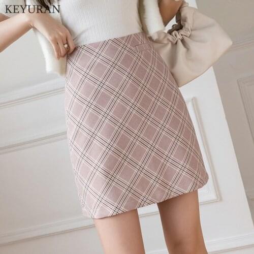 Package hip Skirt Plaid Summer Women Skirt 2021 High Waist Sexy Stitching Pleated Skirts Women Cute Sweet Girls Dance Mini Skirt