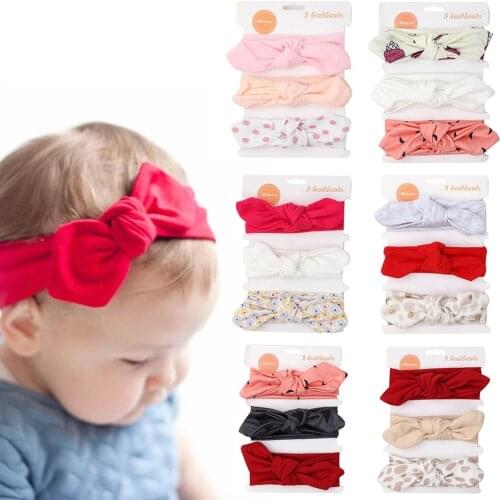 Yundfly 3 Pack Baby Knotted Turban Headband Toddler Girls Hair Bows Elastic Hairband Hair Accessories