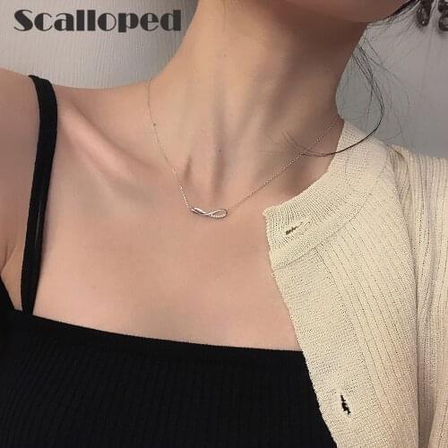 SCALLOPED Brand Design Mobius Ring Choker Necklaces 2021 New Gold Long Chain Clear CZ Charm Women Jewelry Couple Gifts