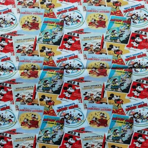 Disney Mickey Magazine 100% Cotton Fabric Material Patchwork Sewing Fabrics Quilt Needlework DIY Cloth