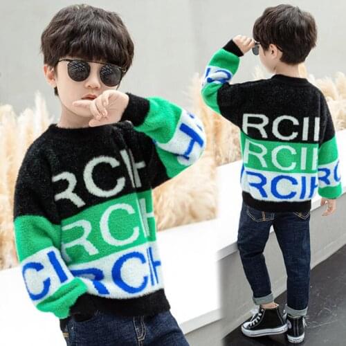 Boys winter warm sweater kids Warm Pullovers baby boys Knitted sweaters Loose jacket 4-13T teenage fishionable O-neck sweaters
