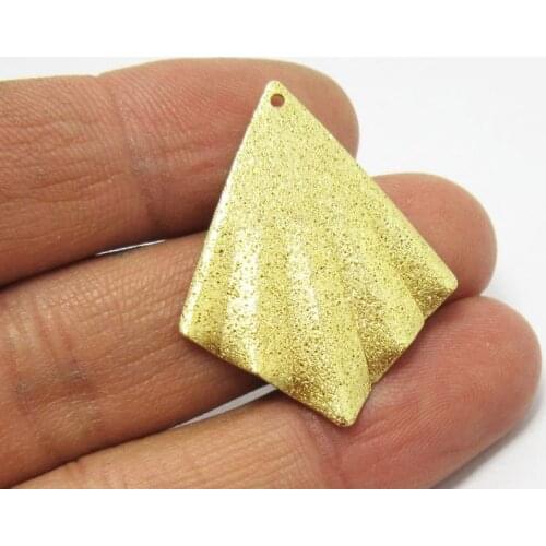 Brass fan charms 35x27mm Bling Fan shaped Raw brass pendant 10pcs R629