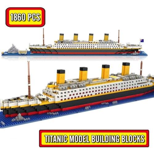 1860pcs Titanic Model Large Cruise Ship/Boat 3D Micro Building Blocks Bricks Collection DIY Toys for Children Christmas Gift