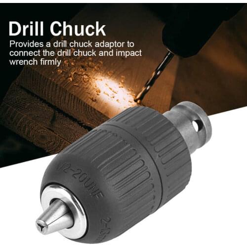 2-13mm Keyless Drill Chuck 1/2inch-20UNF with 1/2inch Chuck Adaptor for Impact Wrench Conversion