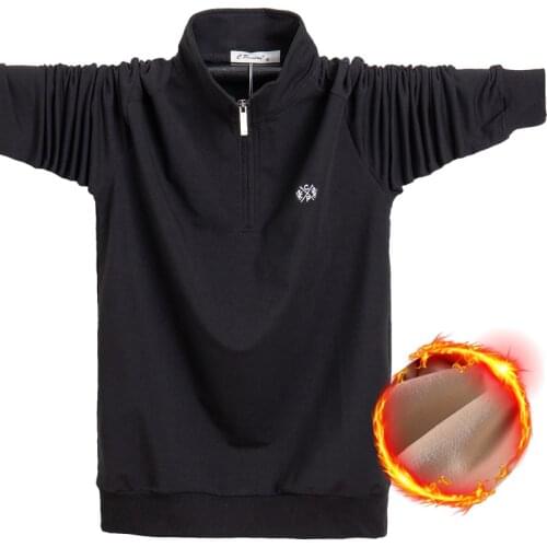 2020 Male Autumn Winter Soft Fleece Warm Business Casual Polo Shirt Long Sleeve Stand Collar Men Polo Shirt Plus Size 5XL 6XL