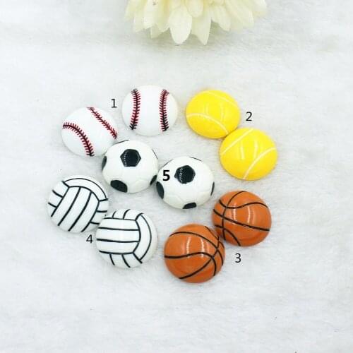 50pcs/lot kawaii resin sport ball mix colors resin cabochons accessories 15mm