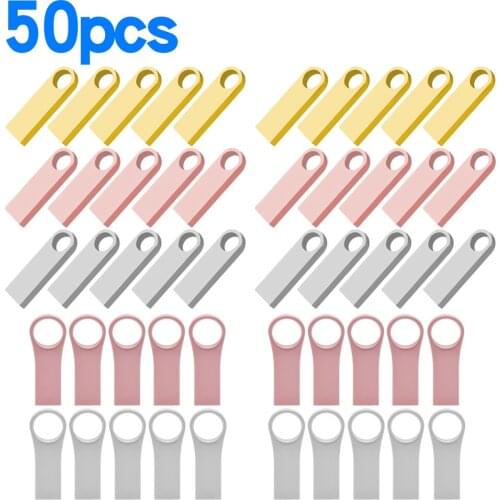 50pcs/lot Metal memoria usb flash drive 128GB pendrive 64GB 32GB waterproof pen drive 16GB 8GB 4GB usb 2.0 stick custom logo