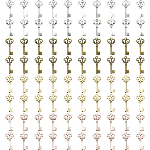60pcs Wholesale Three Color Small Key Charms Zinc Alloy Metal Pendants For DIY Handmade Jewelry Accessories Making 21*10mm