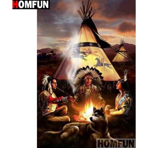 HOMFUN Full Square/Round Drill 5D DIY Diamond Painting "Man fire" Embroidery Cross Stitch 5D Home Decor Gift A13980