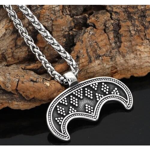 Knot amulet slavs lunula moon Stainless steel pendant necklace
