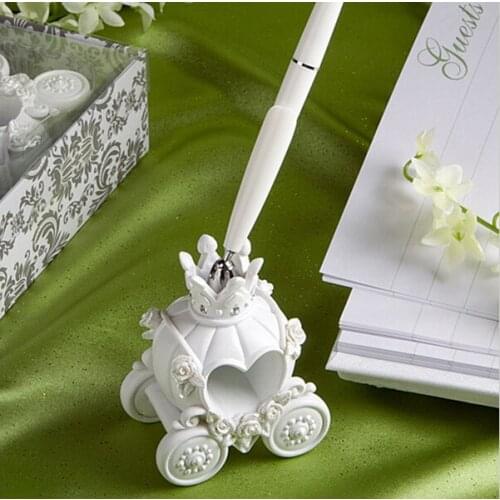 Free Shipping Wedding Pen & Pen Holder Set White Resin Wedding Signature Pen Party Supplies