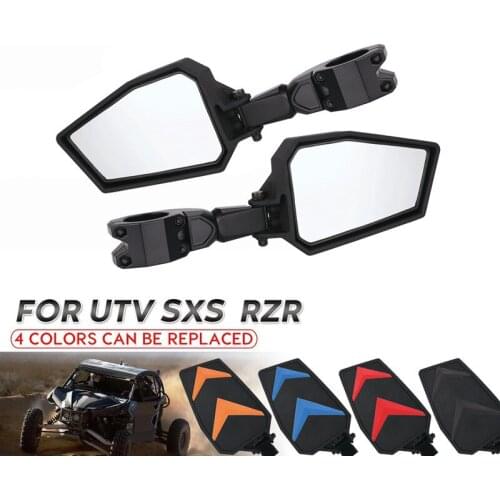 UTV Side Rear View Mirrors w/ Black Orange Blue Red Inserts for 2008-2020 Polaris RZR 800 900 1000 XP Turbo -1.75"Roll Bar
