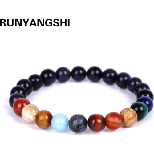 8mm 1pc Natural crystal gem quartz Energy stone Milky way 9 big planet healing stone string crystal stone bracelet