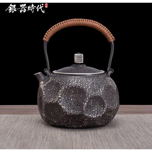 Ag999 Sterling Silver Teapot Hand-Forged Kitchen Utensils Handmade Coffee Tea Pot