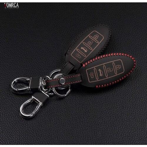 Hot sale top layer leather case car key cover for Nissan Altima Qashqai X-Trail T31 T32 Tiida Teana Juke 4 button remote control