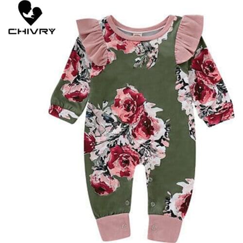 Chivry 2019 Cute Newborn Infant Kids Baby Girls Flying Sleeve O-neck Romper Floral Jumpsuit Outfit Clothes