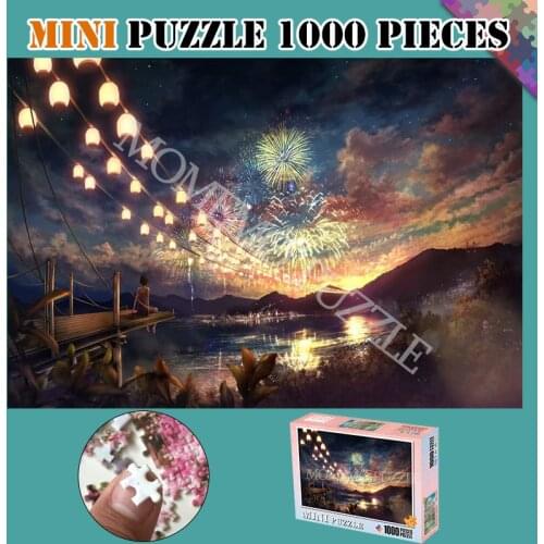 Assembling Puzzles Toys Brilliant Fireworks 1000 Pieces Wooden Jigsaw Puzzle Cartoon Landscape Puzzles Games for Adults Kids