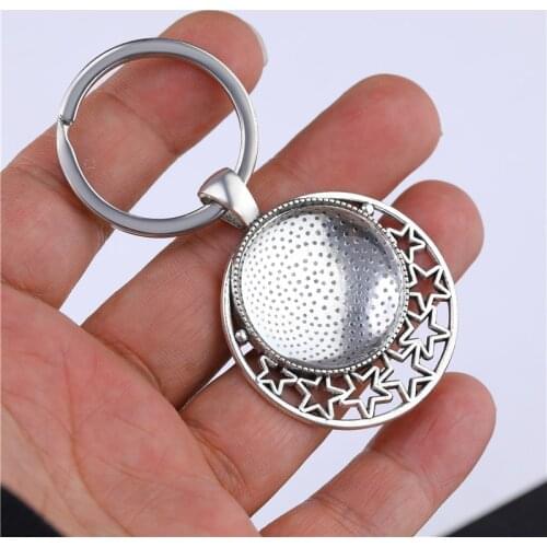 JUYA 10pcs 25mm Cabochon Blank Keychain Pendant Base Fit 25mm Glass For Key Chain Keyring Pendant DIY Jewelry Making Findings
