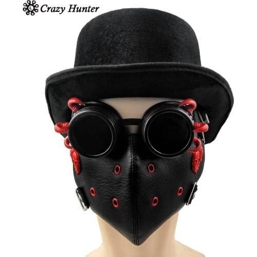 Steampunk Mask Hat Goggles Set Men Costume Cosplay Accessories Prop