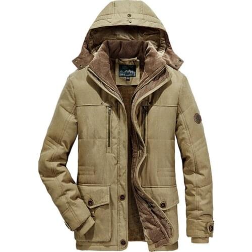 Men Autumn Winter Jackets Plus Size 7XL Coats Fleece Warm Hooded Coat Jacket Men Outdoor Military Jacket Parker