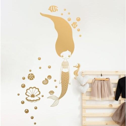 Mermaid Wall Decal Baby Girl Bedroom Vinyl Sticker Nursery Decor, Wall Art, Kids Room Decoration, Gifts 2149