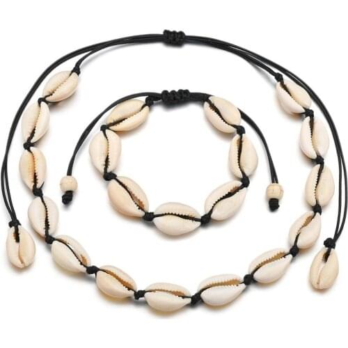 New Summer Beach Shell Necklace Pendants Women Fashion Natural Shell Hand Knotted Rope Chain Necklace Collares Jewelry