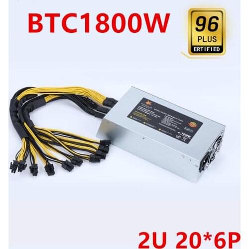 New Original Miner PSU For Myihaja Single Channel 12V Power Supply 2U 10*6P 1800W Mining Power Supply BTC1800W