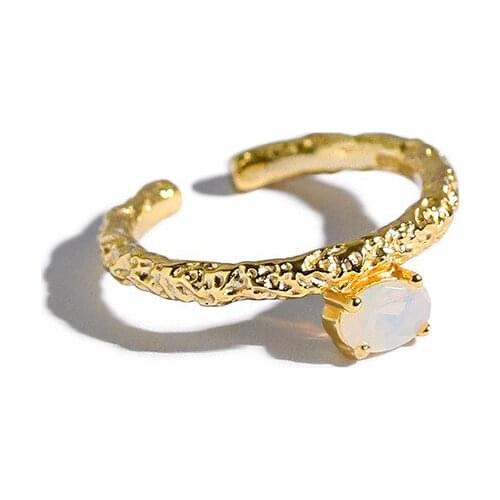 INS 1PC Authentic S925 Sterling Silver FINE Jewelry White Opal ring adjust TLJ1285