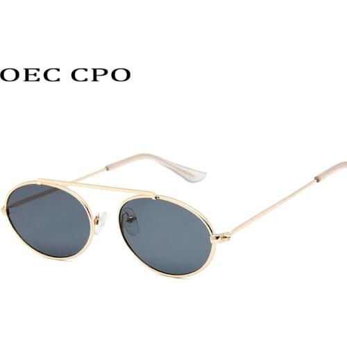 OEC CPO Fashion Men Oval Sunglasses Women Vintage Style Round Metal Frame Transparent Lens Sun Glasses UV400 Glasses Gafas O163